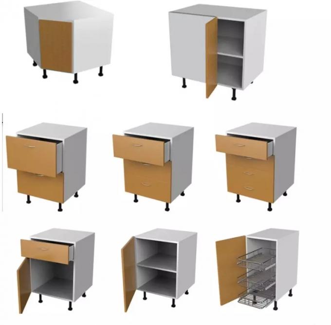 La L modella gli armadi da cucina di legno urgenti/porte semplici dell'armadio da cucina del pannello truciolare